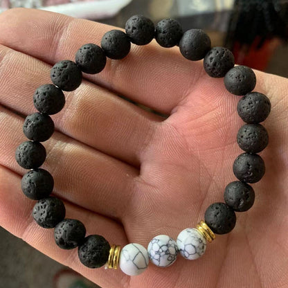 Volcanic Rock Wooden Beads Bracelet Stone Bracelet