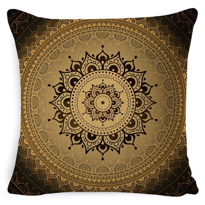 Bohemian Mandala Pillow Cover - Decorative Linen Cushion Cover 45x45cm