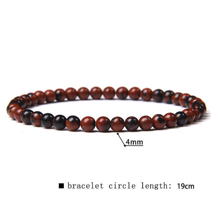 Elastic Beaded 4mm Natural Stone Beads Bracelet