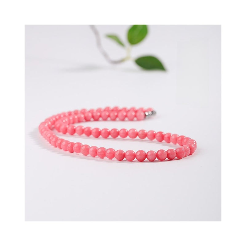 6mm Pink Crystal Rhodochrosite Necklace - Peach Blossom Stone Jewelry