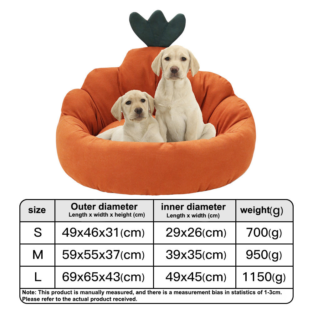 Carrot-Shaped Pet Bed - Warm Winter Dog & Cat House for Small to Medium Pets