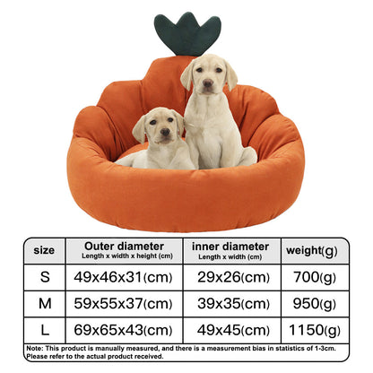 Carrot-Shaped Pet Bed - Warm Winter Dog & Cat House for Small to Medium Pets