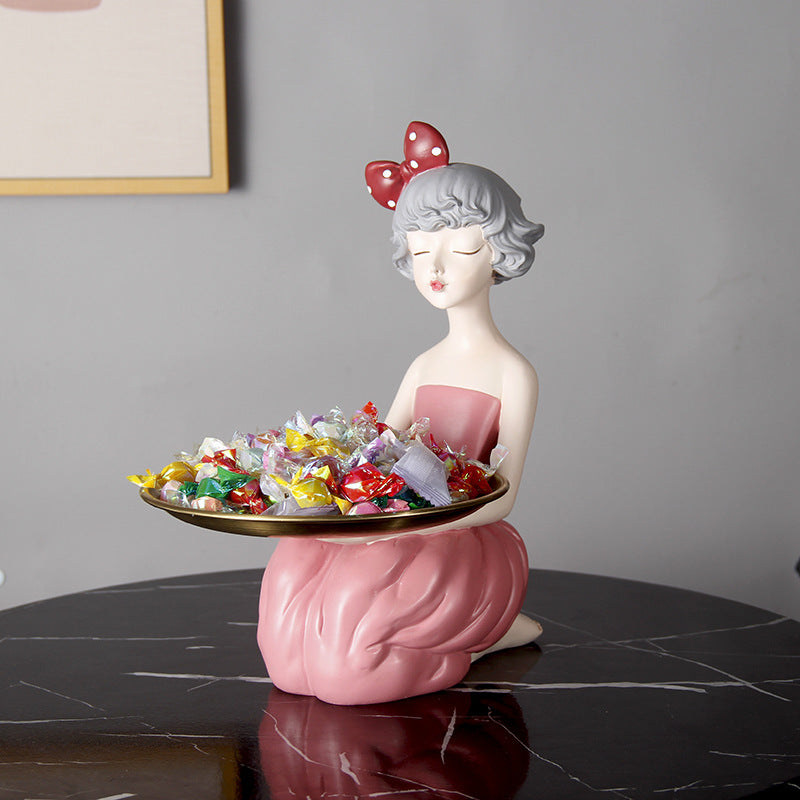 Bow Girl Resin Catchall Tray - Nordic Style Entryway Organizer