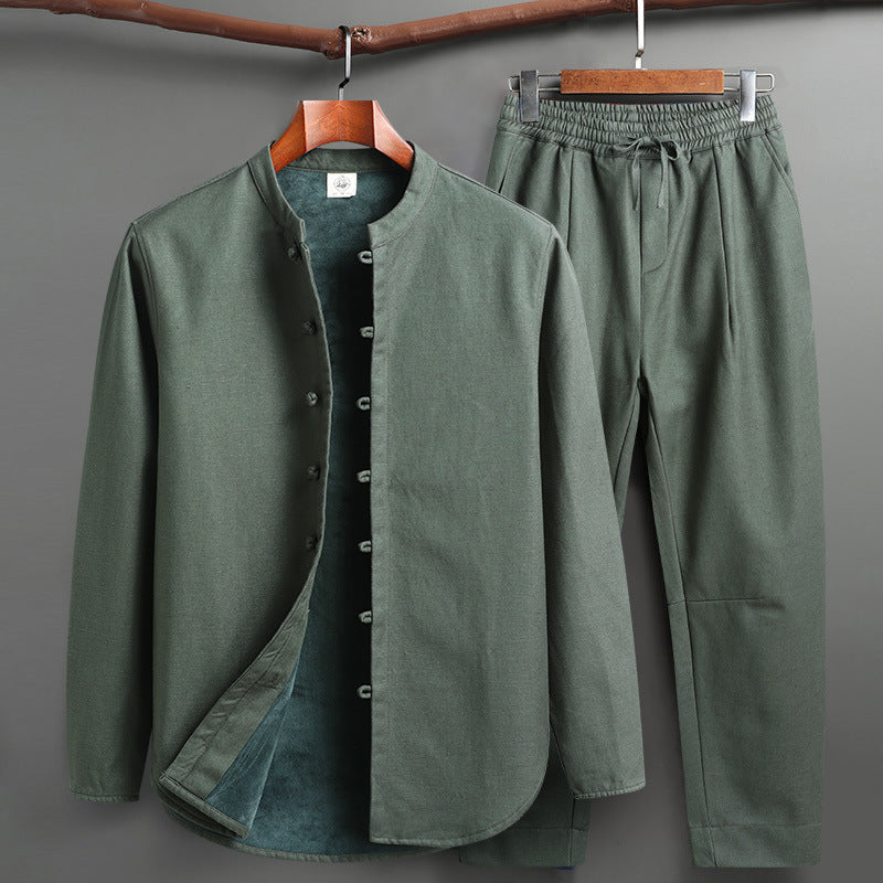 Tang Suit Set - Traditional Chinese Stand Collar Cotton Linen Coat