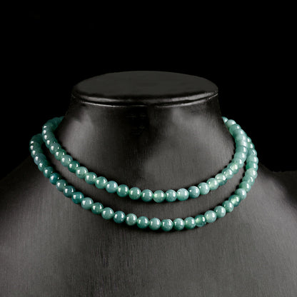 Natural Jadeite Jade 6mm Blue Water Jade Bead Necklace