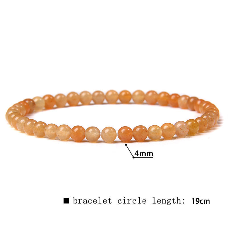 Elastic Beaded 4mm Natural Stone Beads Bracelet