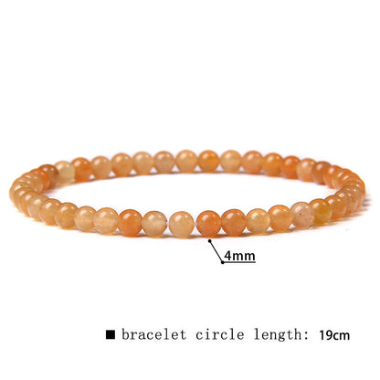Elastic Beaded 4mm Natural Stone Beads Bracelet
