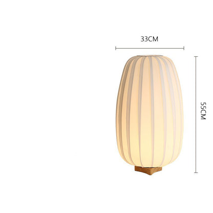 Japanese Solid Wood Table Lamp - Fabric Shade Warm Bedside Light