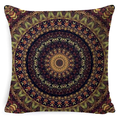 Bohemian Mandala Pillow Cover - Decorative Linen Cushion Cover 45x45cm