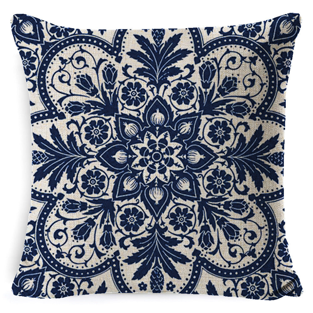 Bohemian Mandala Pillow Cover - Decorative Linen Cushion Cover 45x45cm