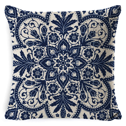 Bohemian Mandala Pillow Cover - Decorative Linen Cushion Cover 45x45cm
