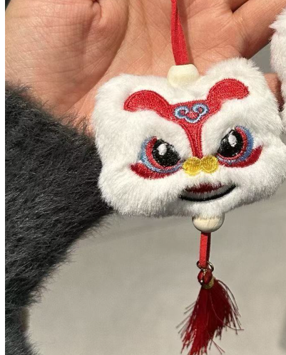 Plush Lion Tassel Keychain - Chinese Style Lucky Charm Ornament