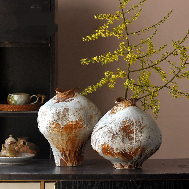Retro Flow Glaze Special-shaped Silent Style Pottery Pot Creative Ornaments
