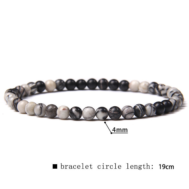 Elastic Beaded 4mm Natural Stone Beads Bracelet