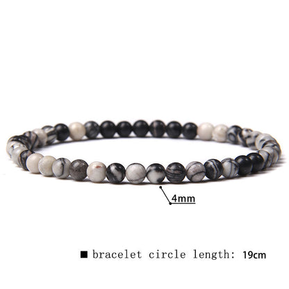 Elastic Beaded 4mm Natural Stone Beads Bracelet