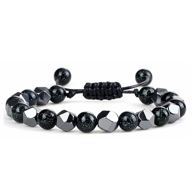 Hematite Tiger Eye Bracelet - Natural Stone Woven Beaded Jewelry