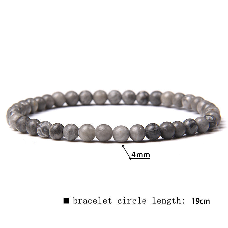 Elastic Beaded 4mm Natural Stone Beads Bracelet