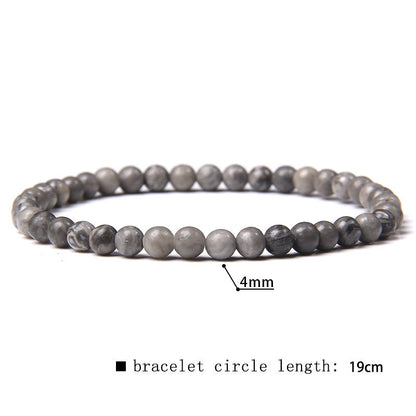 Elastic Beaded 4mm Natural Stone Beads Bracelet