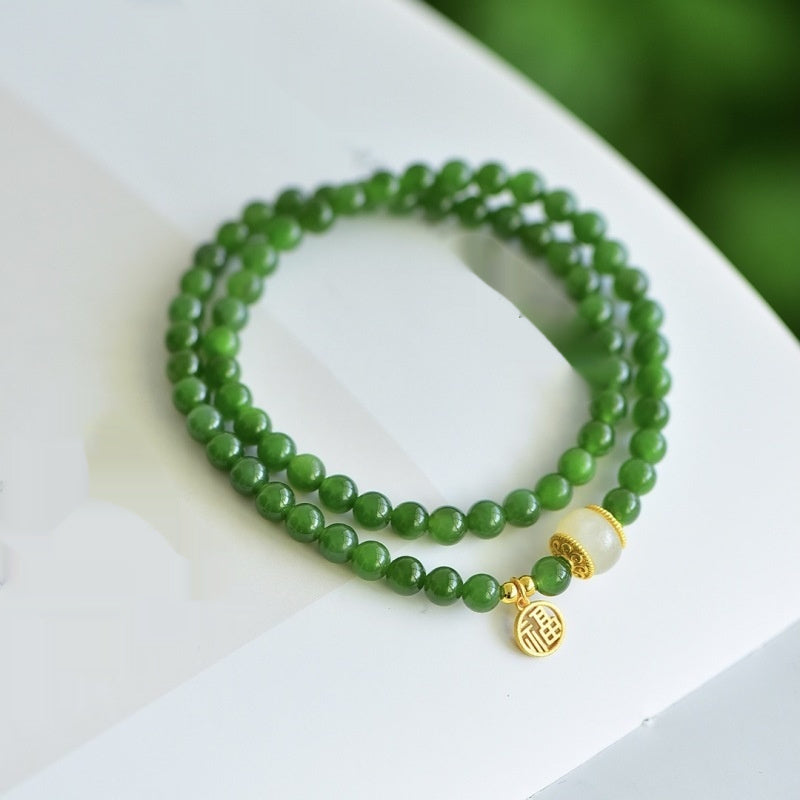 Double Circle Bracelet Women's Natural Hetian Jade