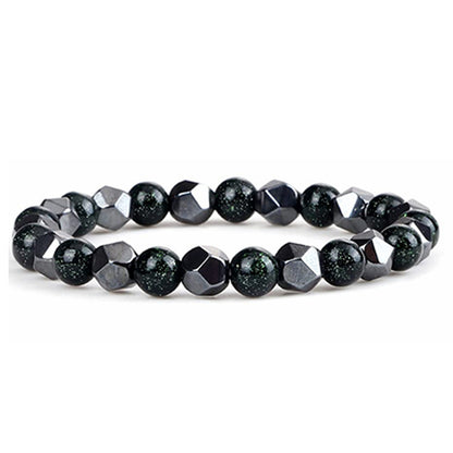 Hematite Tiger Eye Bracelet - Natural Stone Woven Beaded Jewelry