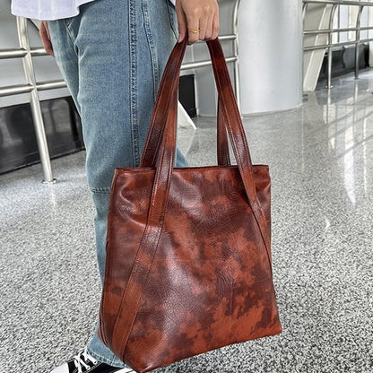 Large Capacity PU Leather Tote Bag - Soft Shoulder Bag for Women
