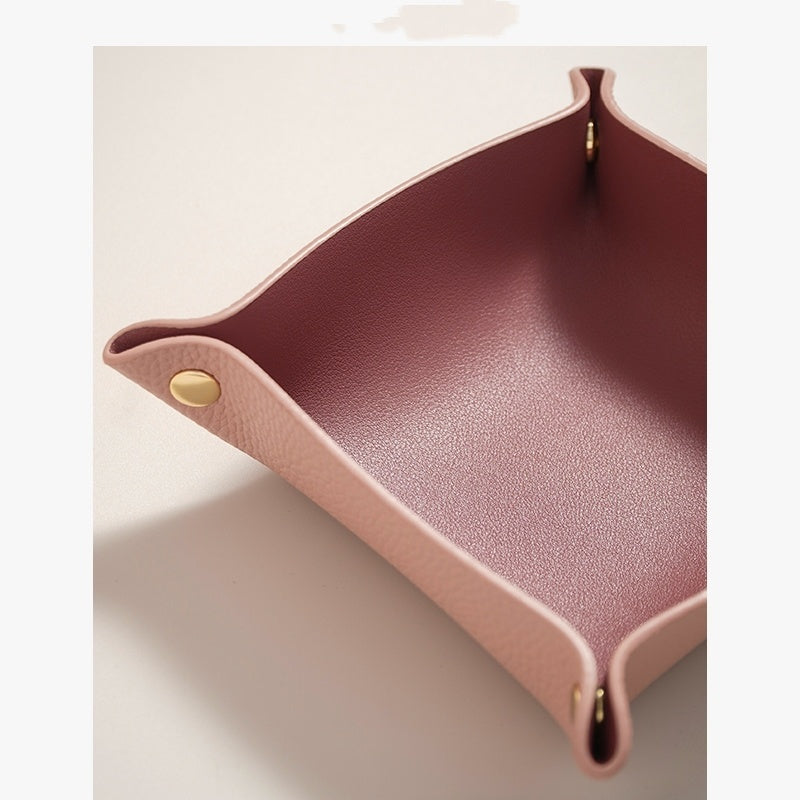 Woven Leather Catchall Tray - Nordic Style Jewelry & Key Organizer