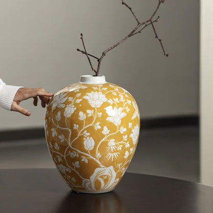 Ceramic Pottery Vase - Modern Chinese Flower Vase for Entryway & Living Room