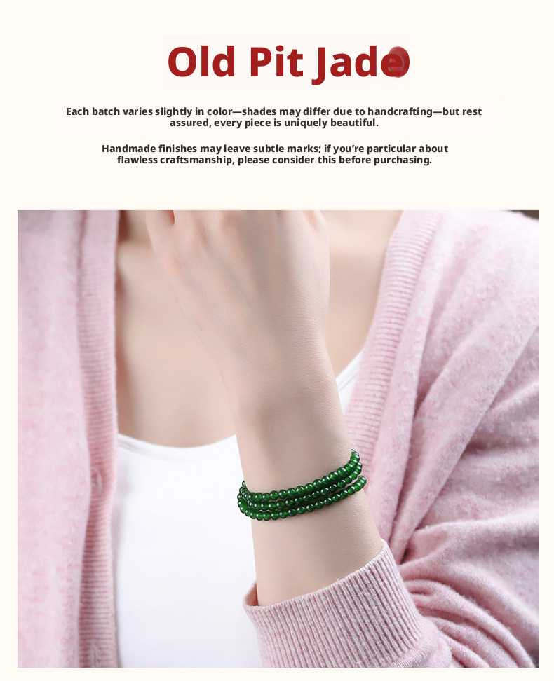 Hetian Jade Bracelet - Natural Green Jasper Beads Single Strand