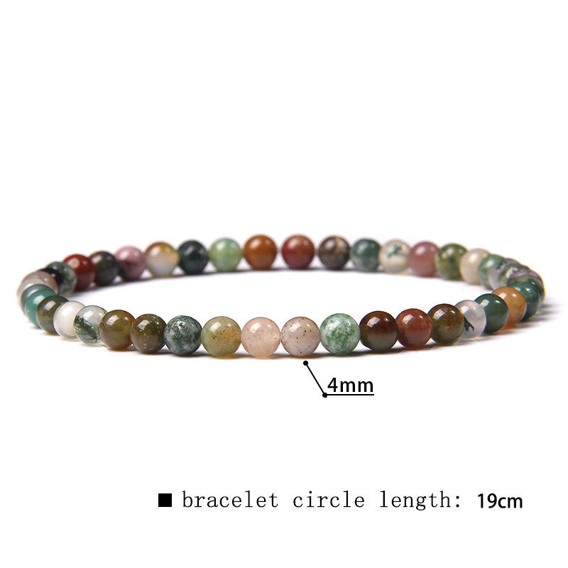 Elastic Beaded 4mm Natural Stone Beads Bracelet