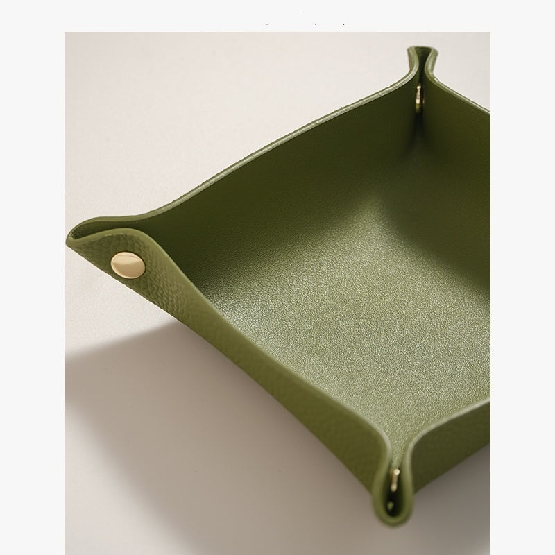 Woven Leather Catchall Tray - Nordic Style Jewelry & Key Organizer