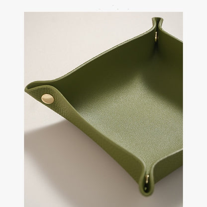 Woven Leather Catchall Tray - Nordic Style Jewelry & Key Organizer