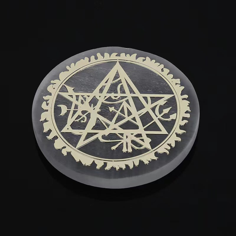 Handmade Plaster Coaster - Carved Gypsum Drink Coaster 6cm