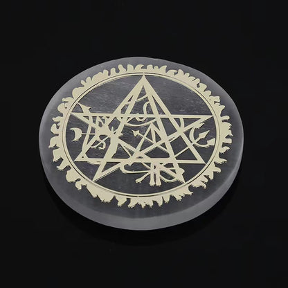 Handmade Plaster Coaster - Carved Gypsum Drink Coaster 6cm