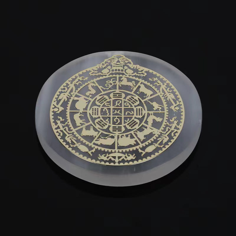 Handmade Plaster Coaster - Carved Gypsum Drink Coaster 6cm