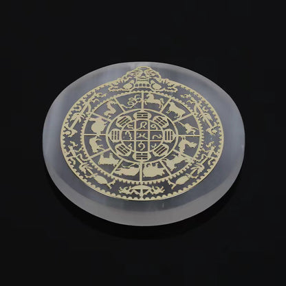 Handmade Plaster Coaster - Carved Gypsum Drink Coaster 6cm