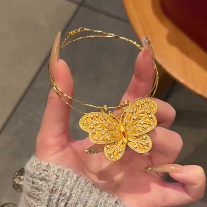 ICEC Butterfly Dance Elegance Necklace - Gold Plated Pendant with Gemstones