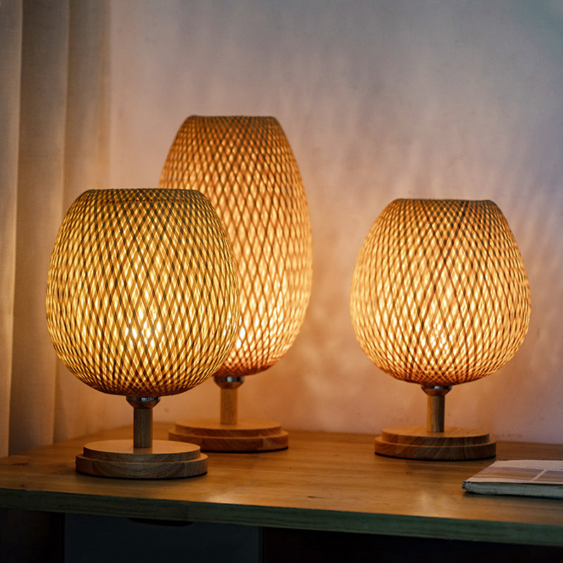 Bamboo Woven Table Lamp - Japanese Zen Style Bedside Light