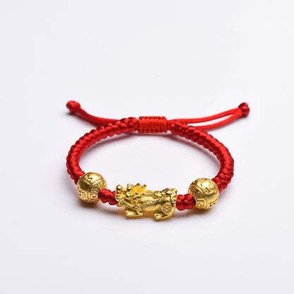 Ethnic Style Hand-woven Red Rope Six-character Mantra Bracelet