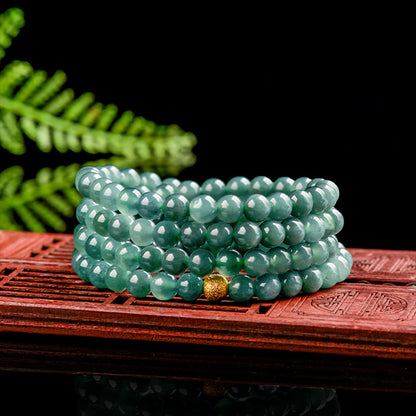 Natural Jadeite Jade 6mm Blue Water Jade Bead Necklace
