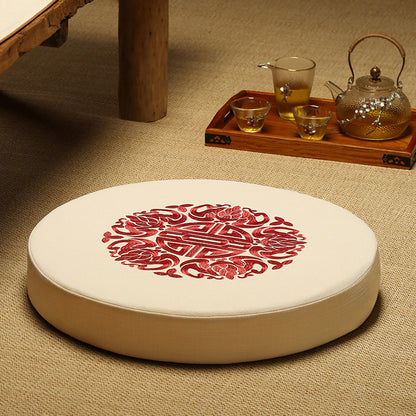 Round Cotton Linen Floor Cushion - Meditation Seat for Yoga & Window Seats