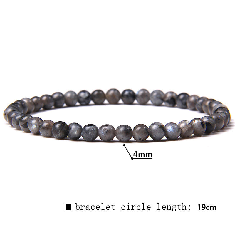 Elastic Beaded 4mm Natural Stone Beads Bracelet