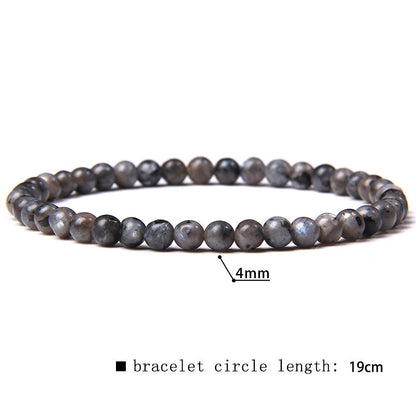 Elastic Beaded 4mm Natural Stone Beads Bracelet