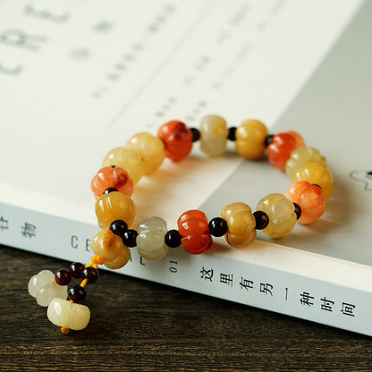 Natural Golden Silk Jade Pumpkin Beads Bracelet