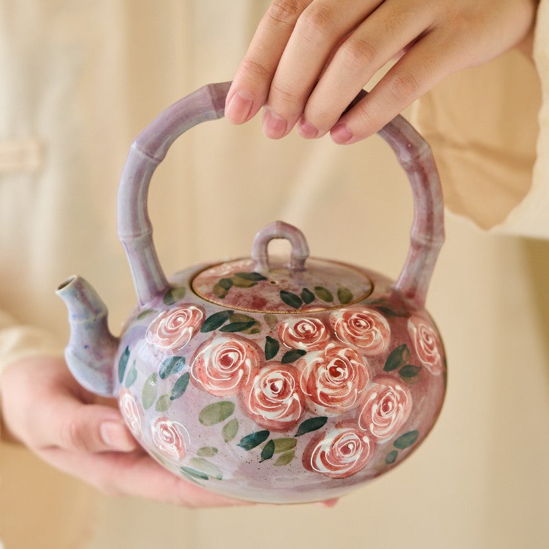 Hand-painted Rose Chinese Underglaze Porcelain Vase
