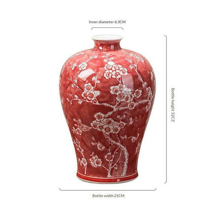 Handmade Wabi-Sabi Ceramic Vase - Artisan Glazed Chinese Pottery
