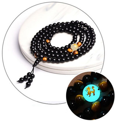 Obsidian multi-circle bead bracelet luminous stone