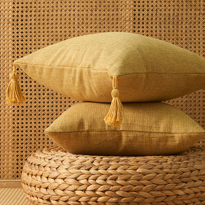 Cotton Linen Fringe Pillow Cover - Japanese Minimalist Cushion 45x45cm