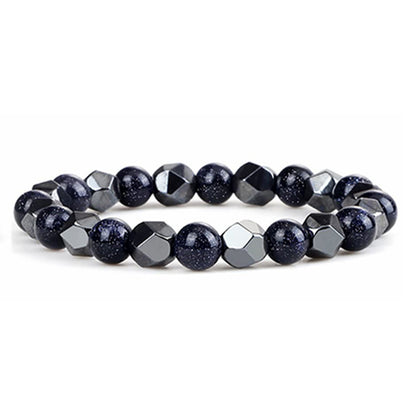Hematite Tiger Eye Bracelet - Natural Stone Woven Beaded Jewelry