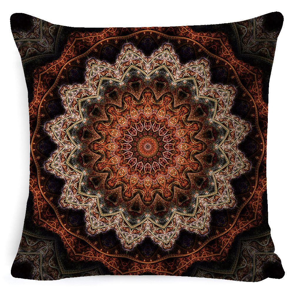 Bohemian Mandala Pillow Cover - Decorative Linen Cushion Cover 45x45cm