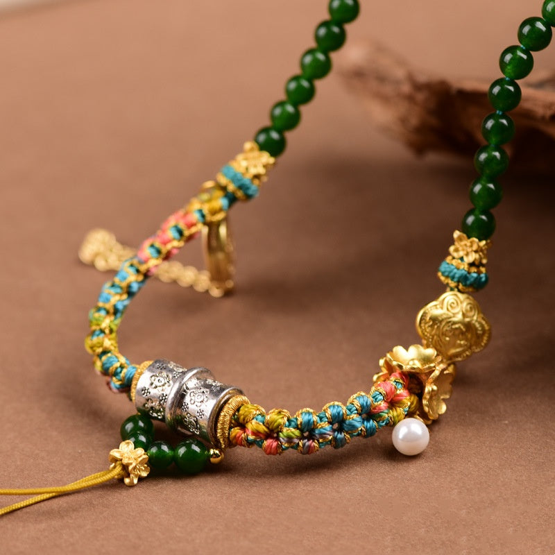 Tibetan Style Pendant Cord - Hand-Woven Peach Blossom Knot Necklace